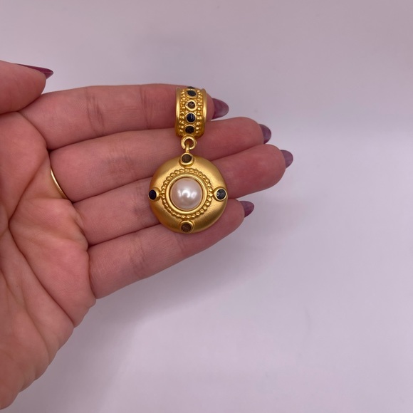 Anne Klein Enamel and Faux Pearl Pendant - Picture 2 of 3